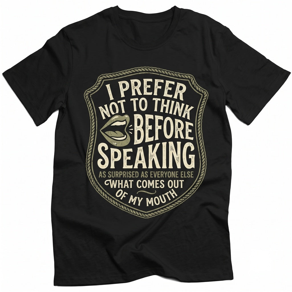 I Prefer Not To Think Before Speaking Funny Sarcastic Graphic Humor Unisex TShirt