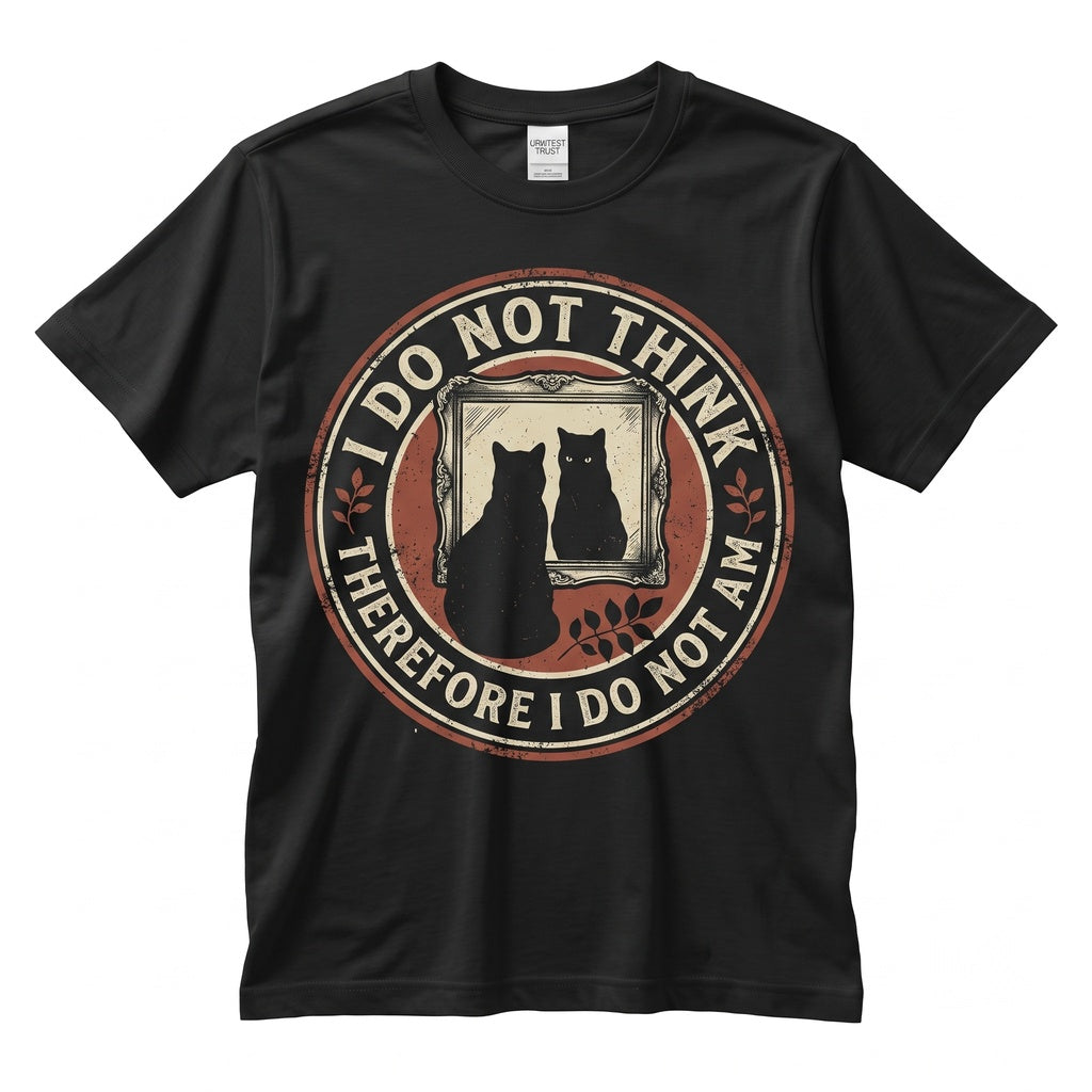 I Do Not Think Therefore Am Black Cat Philosophy Humor Graphic Apparel Unisex TShirt
