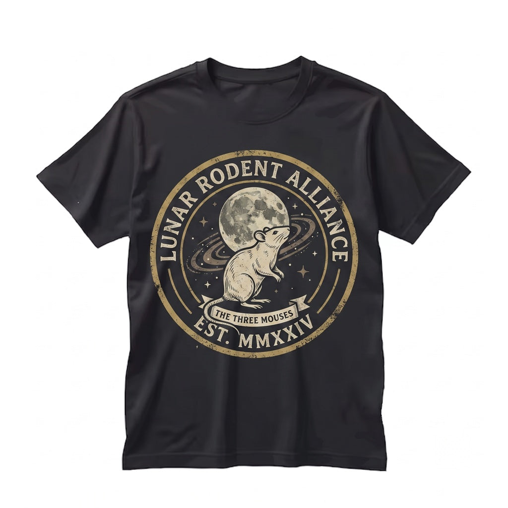 Three Rats Retro Graphic Vintage Sewer Moon Oversized Funny Unisex TShirt