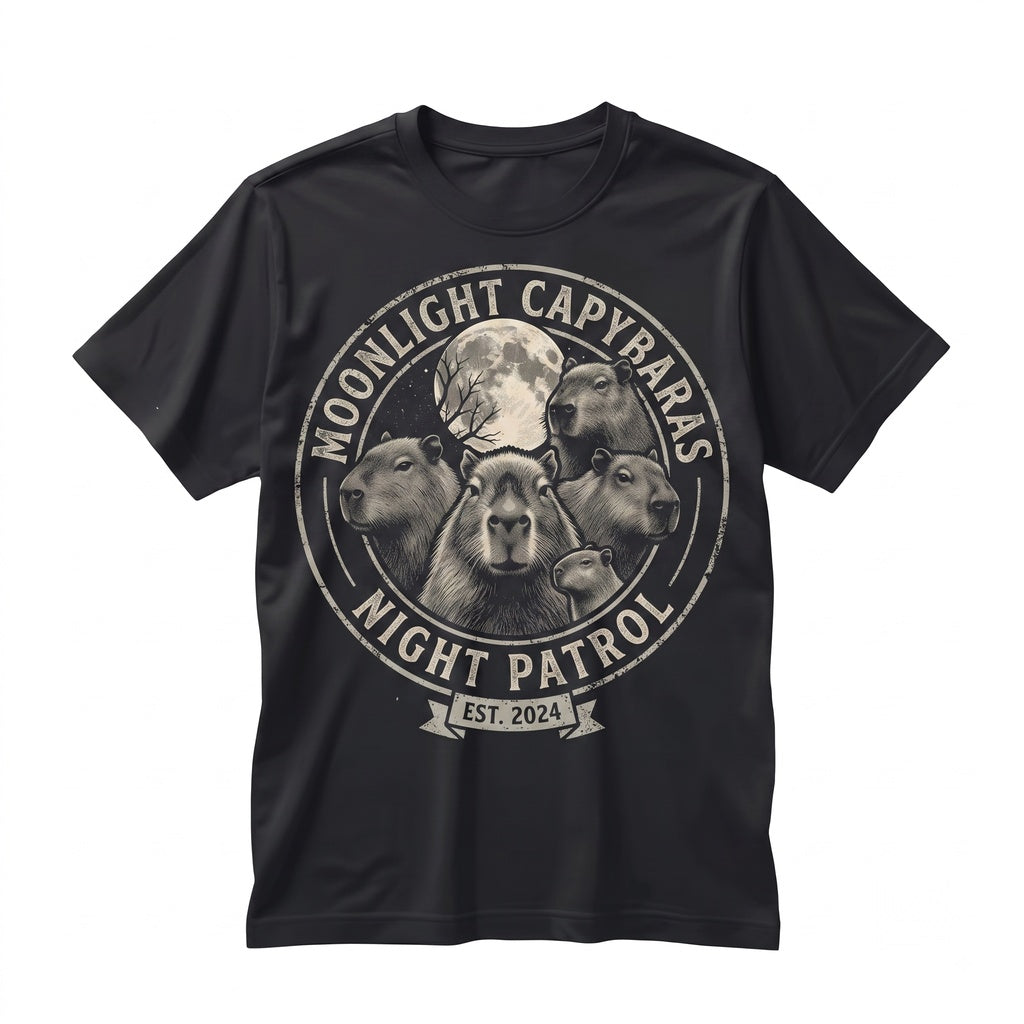 Capybara Full Moon Vintage Graphic Three Animal Lover Funny Wildlife Aesthetic 90s Retro Nature Gift Unisex TShirt