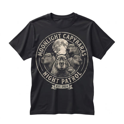 Capybara Full Moon Vintage Graphic Three Animal Lover Funny Wildlife Aesthetic 90s Retro Nature Gift Unisex TShirt