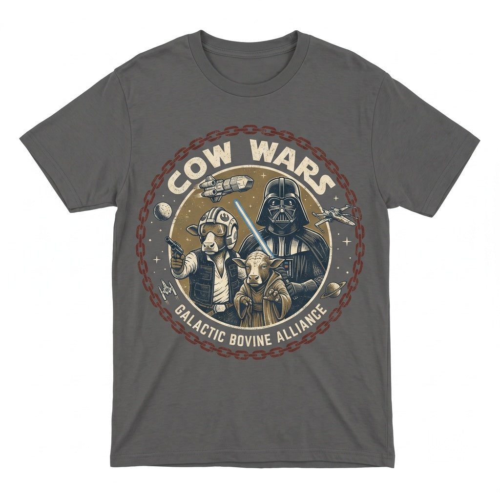 Funny Space Cow Parody Graphic Sci-Fi Galaxy Retro Novelty Gift Unisex TShirt