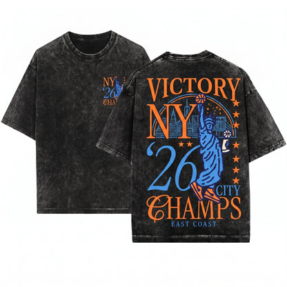 New York 2026 Champions Statue of Liberty NY Bball Graphic Unisex Wash T-Shirt