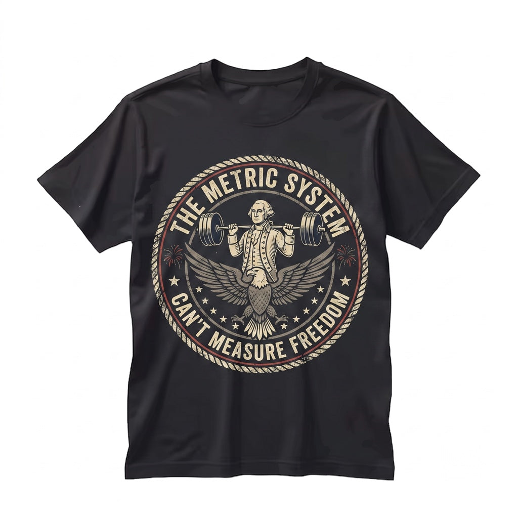 Metric System Cant Measure Freedom Tank Top, Funny Founding Father Gym American Eagle 4th of July Independence Day Patriotic Meme