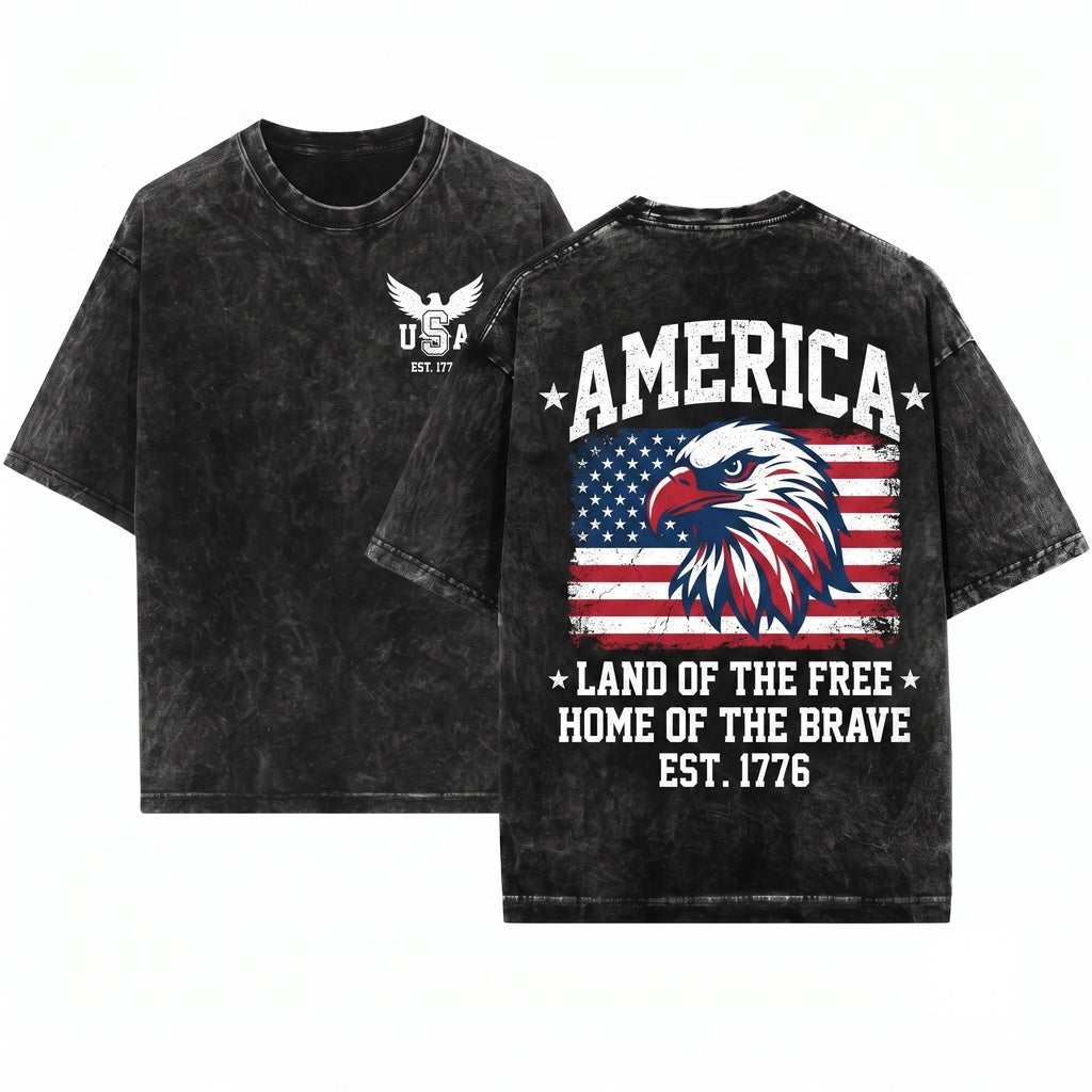 USA Est 1776 America Patriotic Vintage Varsity Unisex Wash T-Shirt