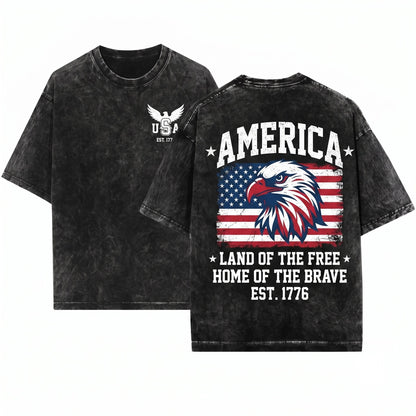 USA Est 1776 America Patriotic Vintage Varsity Unisex Wash T-Shirt