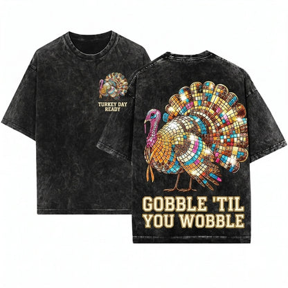 Colorful Disco Ball Turkey Thanksgiving Day Gift Lover Unisex Wash T-Shirt
