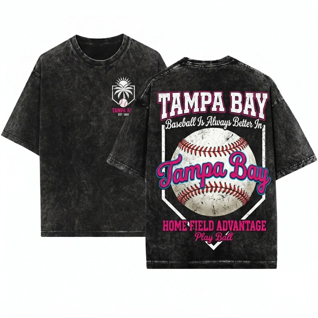 Tampa Bay Baseball Cute Graphic Game Day Unisex Wash T-Shirt