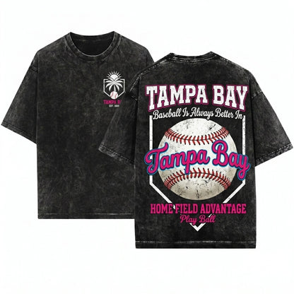 Tampa Bay Baseball Cute Graphic Game Day Unisex Wash T-Shirt