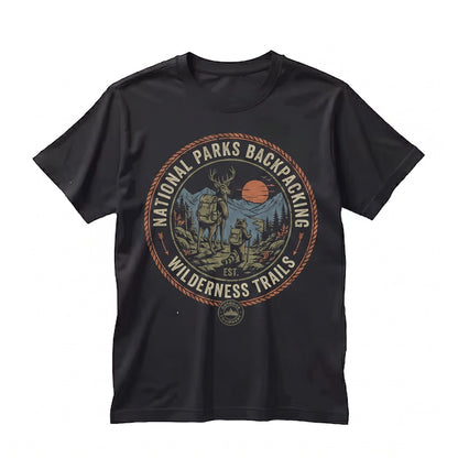 Vintage Retro Wildlife Graphic Deer Raccoon Mountain Outdoor Adventure Nature Gift Unisex TShirt