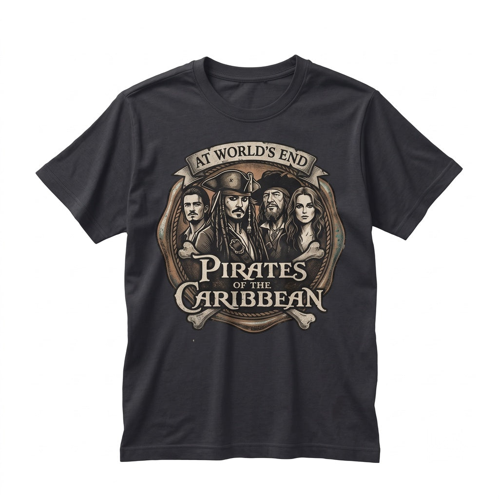 Vintage Jack Sparrow Movie Poster Will Turner Elizabeth Swann Graphic Unisex TShirt