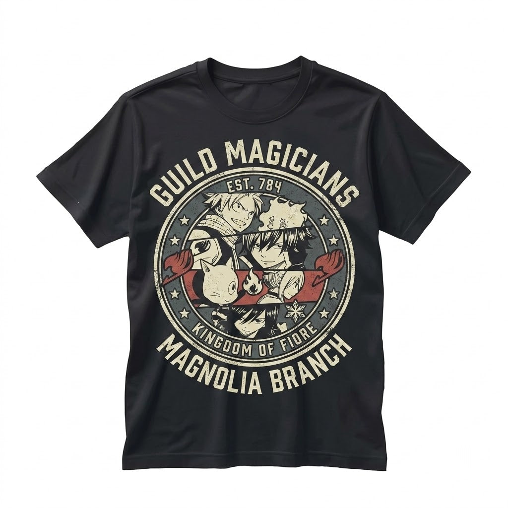 Fairy Tail Natsu Dragneel Gray Fullbuster Gajeel Redfox Anime Graphic Magic Guild Happy Unisex TShirt