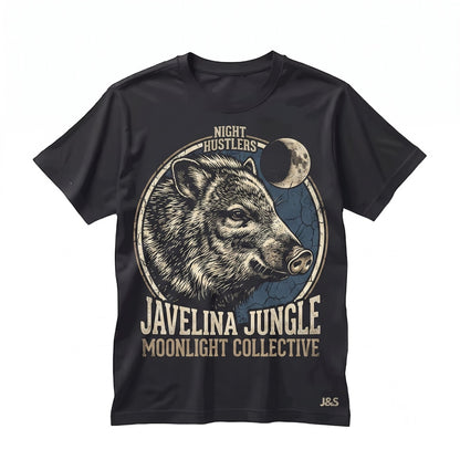 Three Javelina Moon Vintage Collared Peccary Galaxy Retro Cosmic Desert Animal Nature Lover Gift Space Streetwear Unisex TShirt