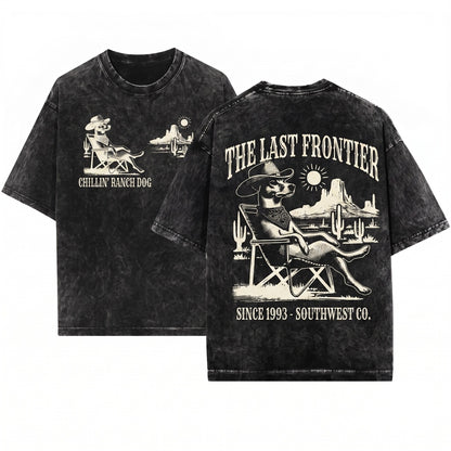 Vintage UFO Retro Jack Russell Terrier Cowboy Wild West Country Dog Mom Dad Gift Unisex Wash T-Shirt