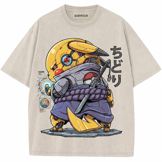 Vintage Yellow Electric Mouse Anime Unisex T-Shirt - Retro Japanese Cartoon Graphic Tee