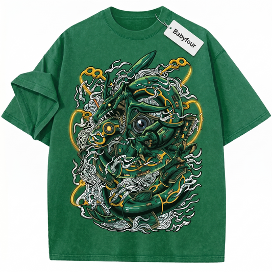 Legendary Emerald Sky Dragon Vintage T-Shirt, Retro Japanese Anime Monster Graphic Tee, Unisex Tshirt