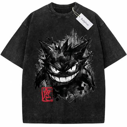 Vintage Grinning Shadow Ghost Anime Monster Unisex T-Shirt - Retro Japanese Graphic Tee