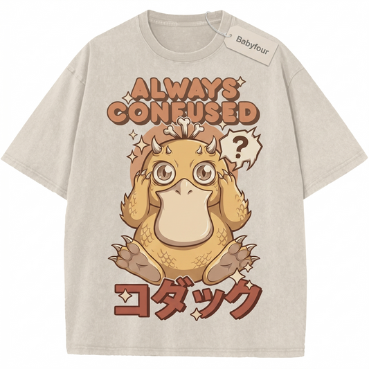 Vintage Confused Yellow Duck Anime Shirt, Retro Japanese Cartoon Graphic Tee, Unisex Tshirt
