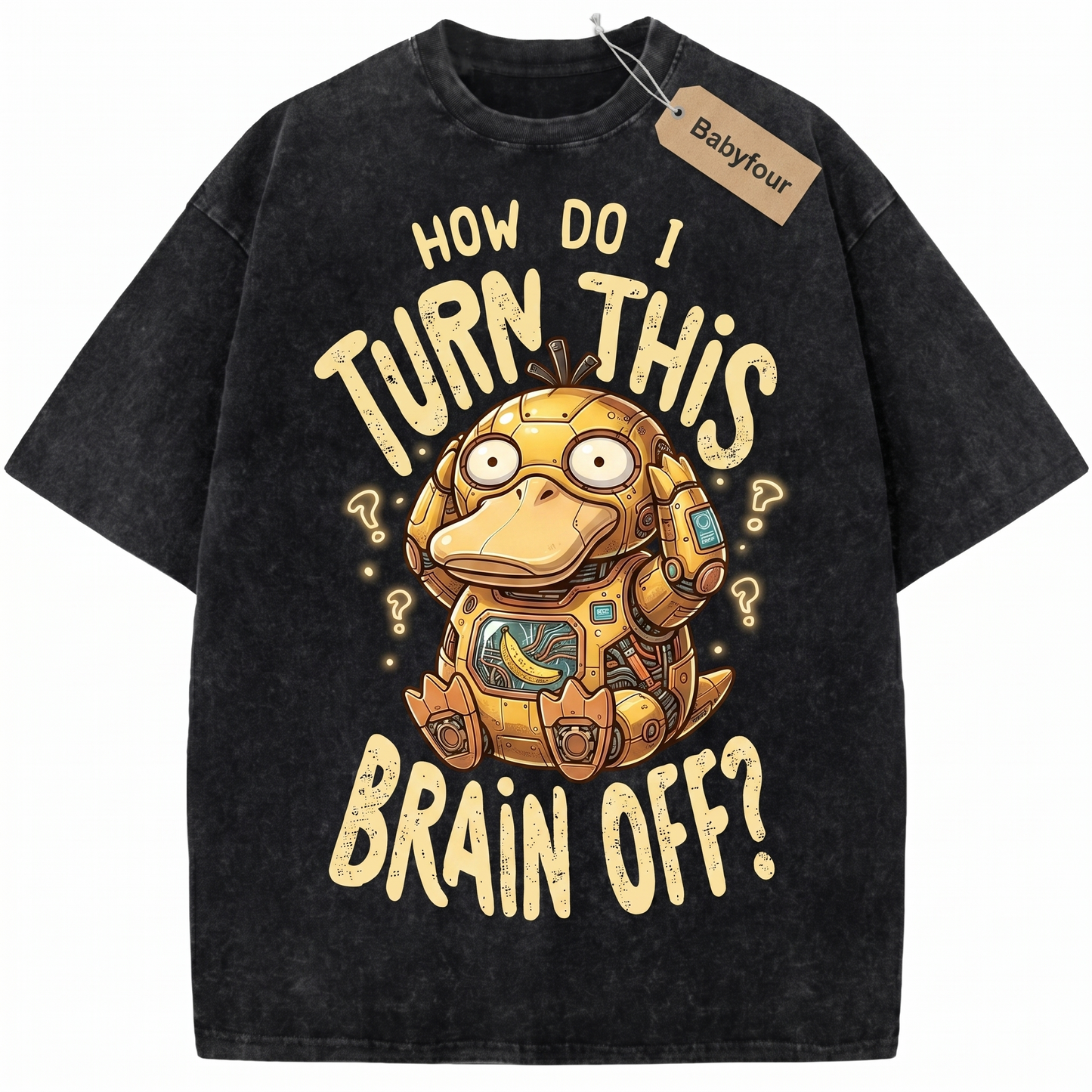 Vintage Confused Yellow Duck Anime Unisex T-Shirt - Funny Retro Headache Monster Graphic Tee