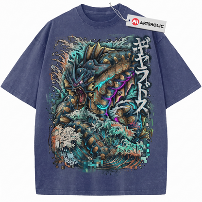 Vintage Japanese Anime Blue Water Dragon Unisex T-Shirt Retro Sea Monster Graphic Tee