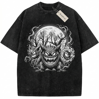 Vintage Spooky Ghost Trio Evolution Unisex T-Shirt - Retro 90s Anime Monster Graphic Tee