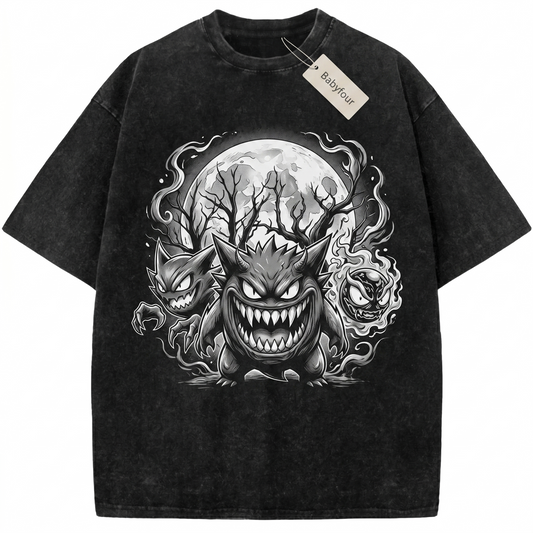 Vintage Spooky Ghost Trio Evolution Unisex T-Shirt - Retro 90s Anime Monster Graphic Tee