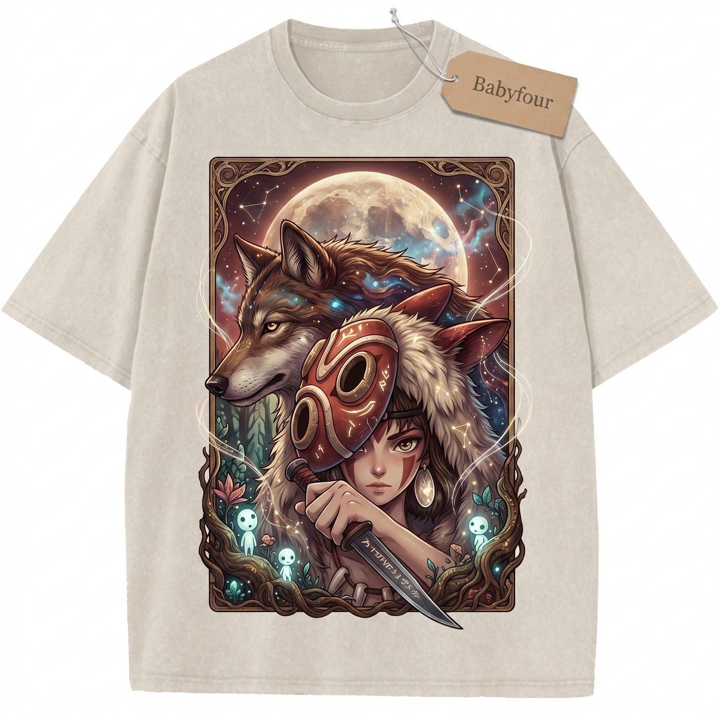 Vintage Wolf Princess Forest Spirit Anime Unisex T-Shirt - Retro Japanese Animation Graphic Tee