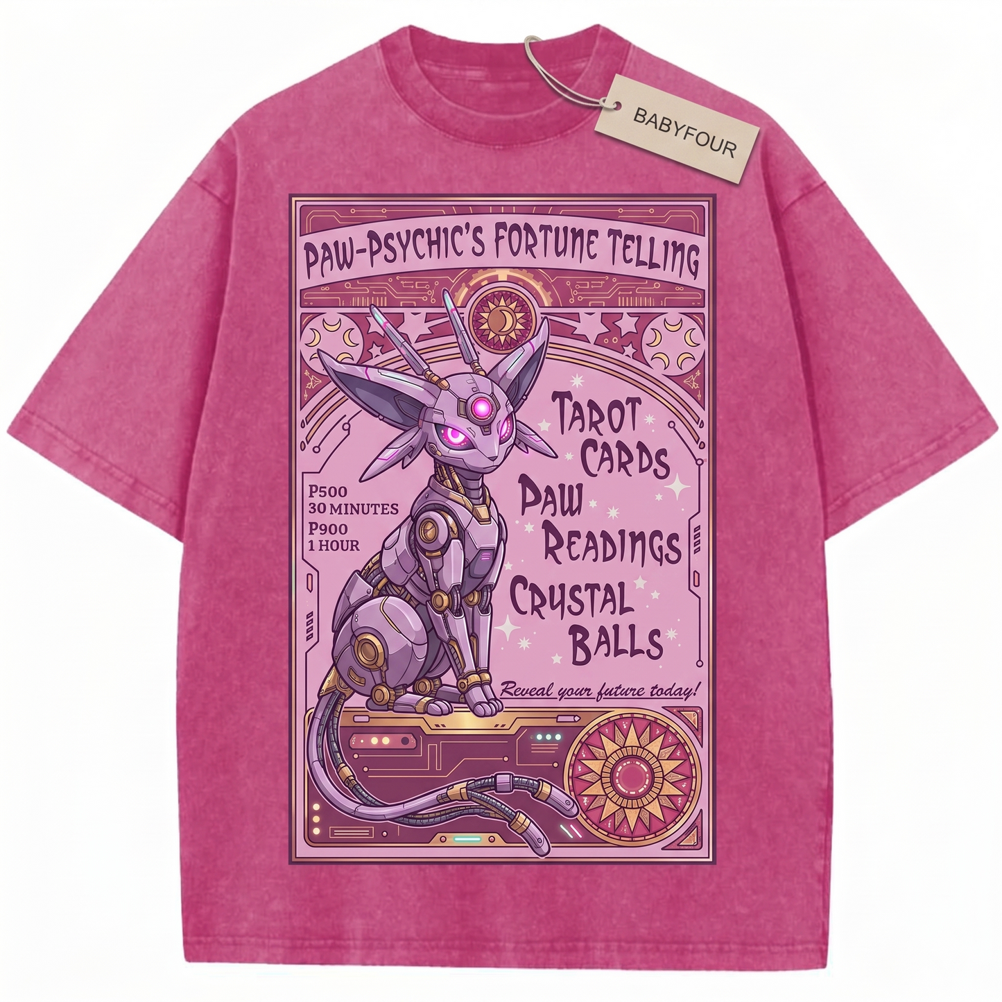 Vintage Mystic Psychic Feline T-Shirt Unisex Retro Anime Fortune Teller Graphic Tee