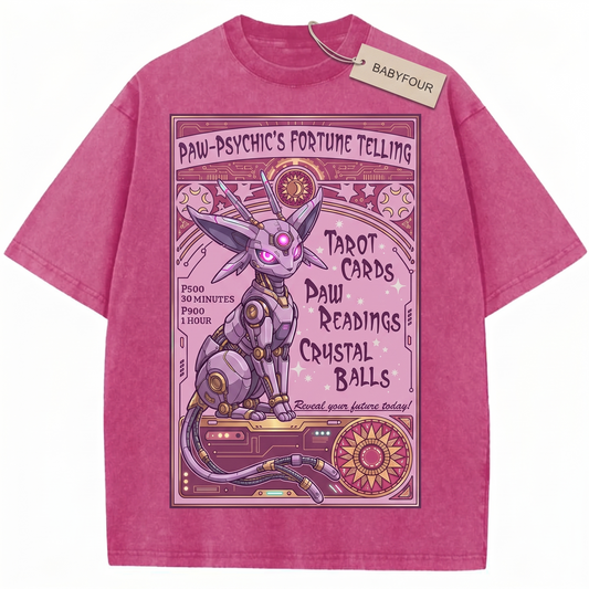 Vintage Mystic Psychic Feline T-Shirt Unisex Retro Anime Fortune Teller Graphic Tee