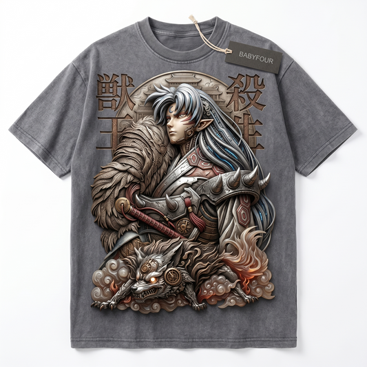 Silver Haired Yokai Lord Vintage Anime Graphic Tee, 90s Retro Feudal Demon Dog Unisex Tshirt