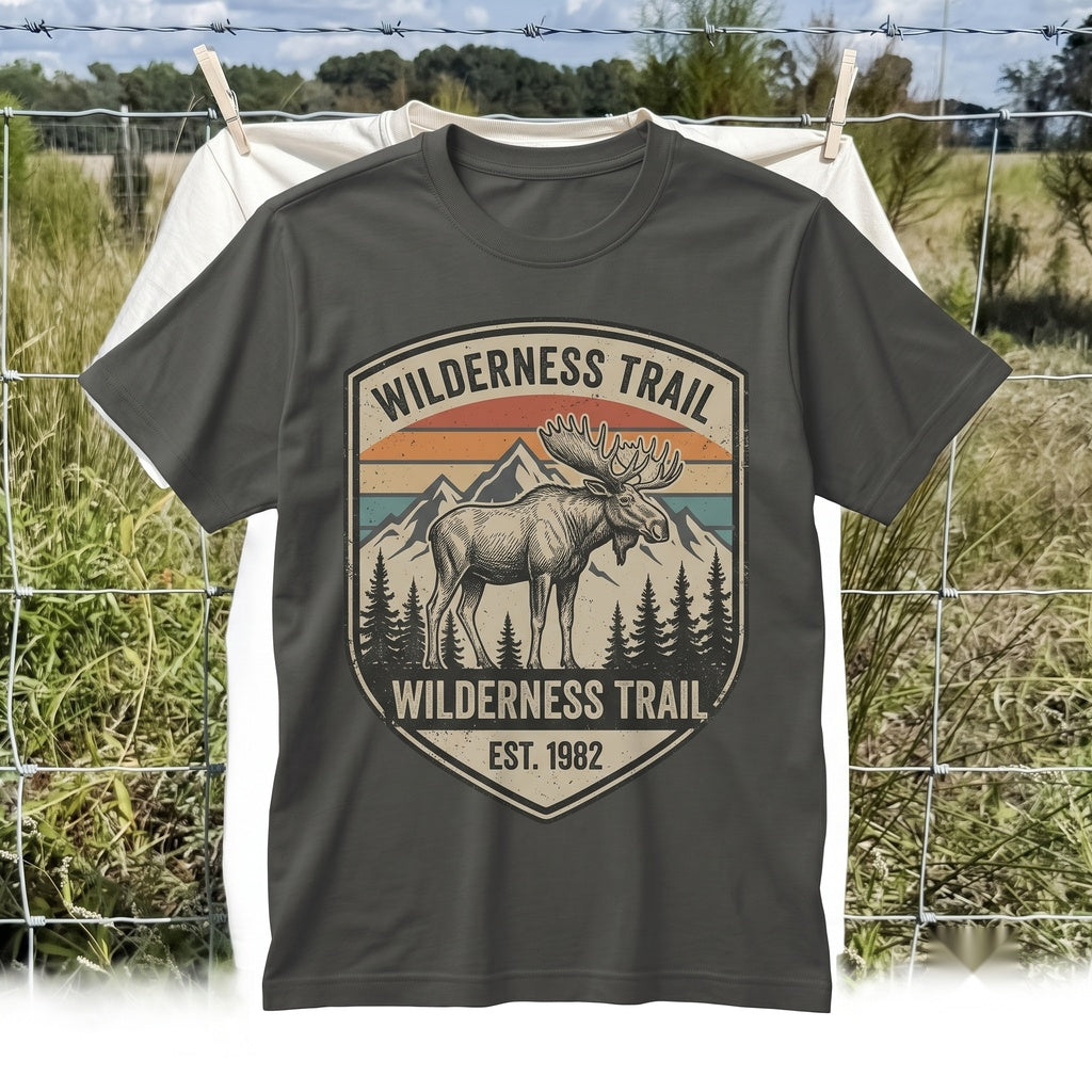Vintage Moose Graphic Mountain Forest Wildlife Rustic Cabin Outdoor Adventure Apparel Nature Lover Gift Unisex TShirt