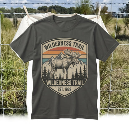 Vintage Moose Graphic Mountain Forest Wildlife Rustic Cabin Outdoor Adventure Apparel Nature Lover Gift Unisex TShirt