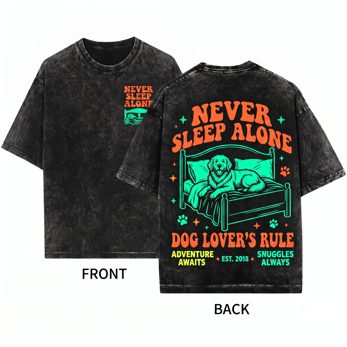 Funny Dachshund Never Sleep Alone Doxie Wiener Dog Mom Dad Gift Unisex Heavyweight Garment-Dyed T-Shirt