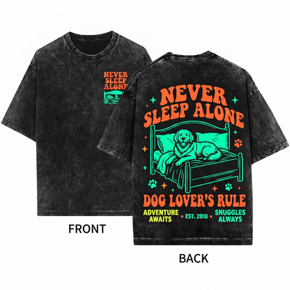 Funny Dachshund Never Sleep Alone Doxie Wiener Dog Mom Dad Gift Unisex Heavyweight Garment-Dyed T-Shirt