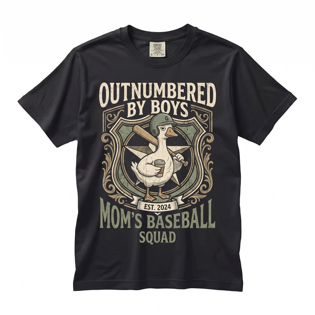 Funny Boy Mom Goose Outnumbered By Sons Graphic Baseball Mother’s Day Top Unisex TShirt