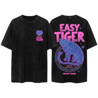 Trendy Boho Easy Retro Tiger Graphic Cool Women Unisex Wash T-Shirt