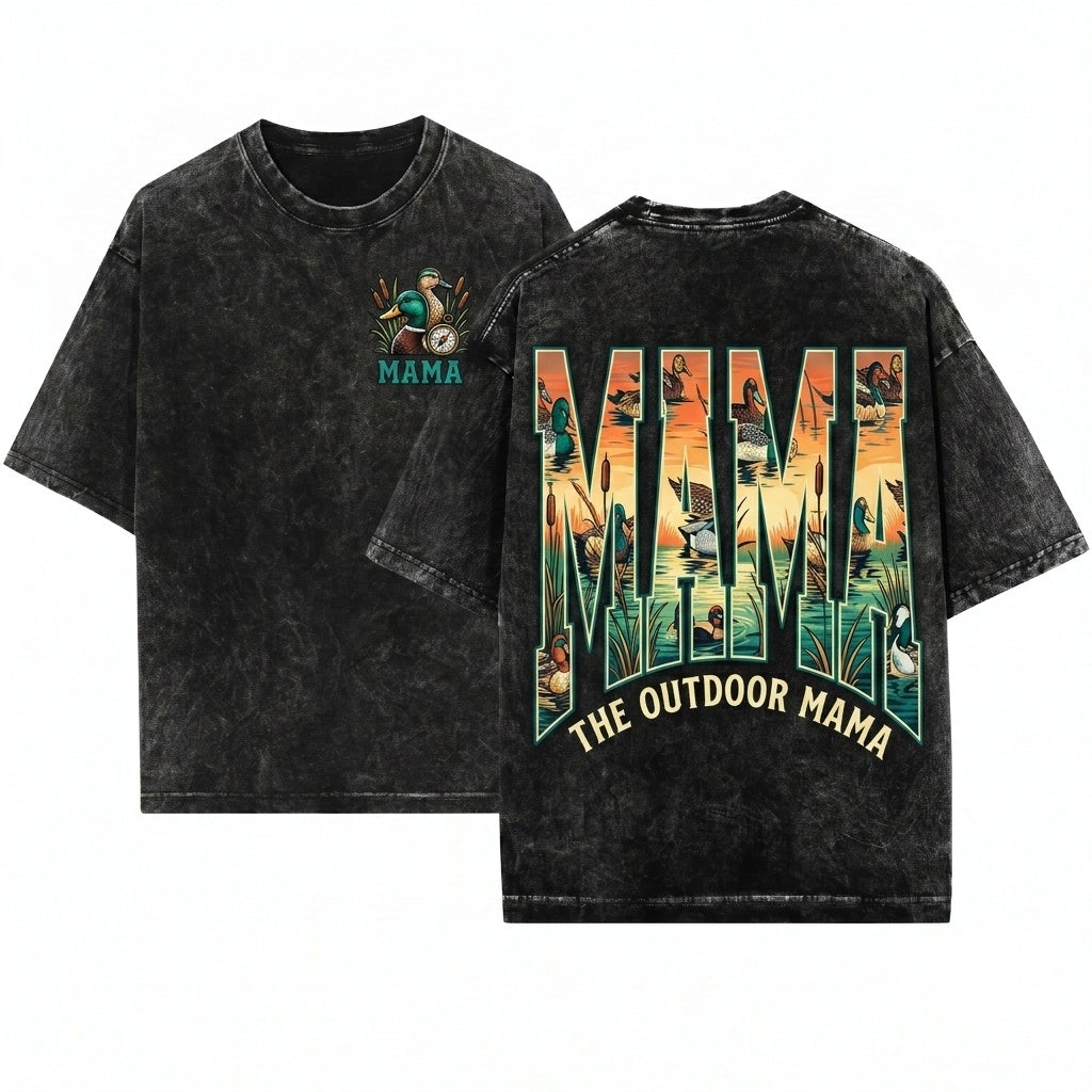 Hunting Mama Duck Camo Mama of Hunters Mom Life Fall Season Unisex Wash T-Shirt