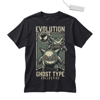 Vintage Wash Gengar Gastly Haunter Evolution Graphic Retro Cute Anime Streetwear Oversized Two-Sided Unisex TShirt