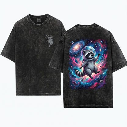Space Raccoon Embroidered 1717 Cosmic Animal Chaotic Spooky Gamer Gift Unisex Wash T-Shirt