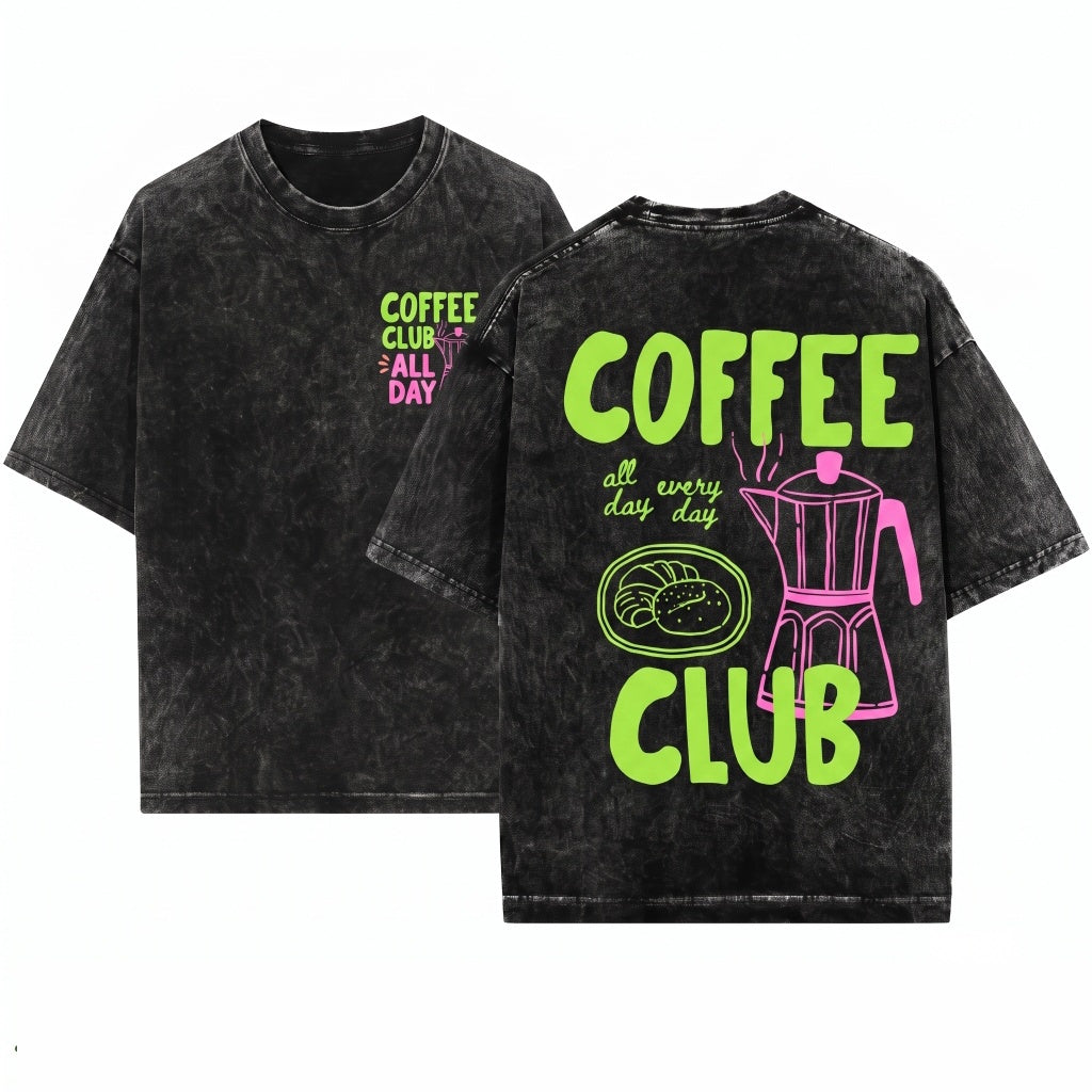 Retro Coffee Club Lover Aesthetic Foodie Trendy Gift Unisex Wash T-Shirt