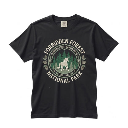 Forbidden Forest National Park Embroidered Magical Wizard School Unicorn Book Lovers Bookish Unisex TShirt