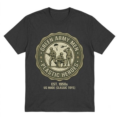 Green Plastic Army Men Theme Park Vacation Graphic Top, Retro Toy Soldiers Souvenir Apparel Unisex TShirt