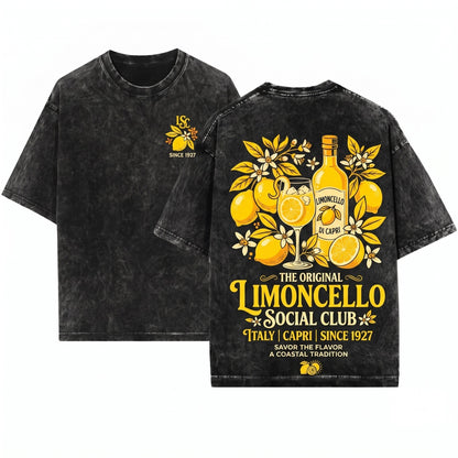 Limoncello Social Club Italian Lemon Amalfi Summer Citrus Mediterranean Vacation Gift Unisex Wash T-Shirt