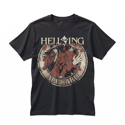 Ultimate Vampire Alucard Anime Pentagram Dark Gothic Horror Graphic Apparel Unisex TShirt
