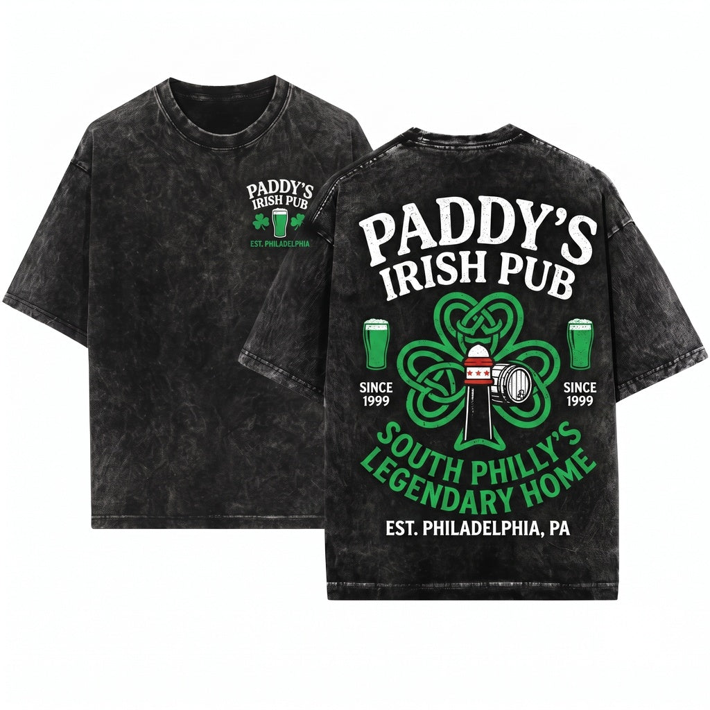 Paddys Bar Logo Crewneck Philadelphia TV Show Fan Apparel Unisex Wash T-Shirt
