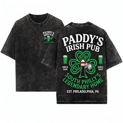 Paddys Bar Logo Crewneck Philadelphia TV Show Fan Apparel Unisex Wash T-Shirt