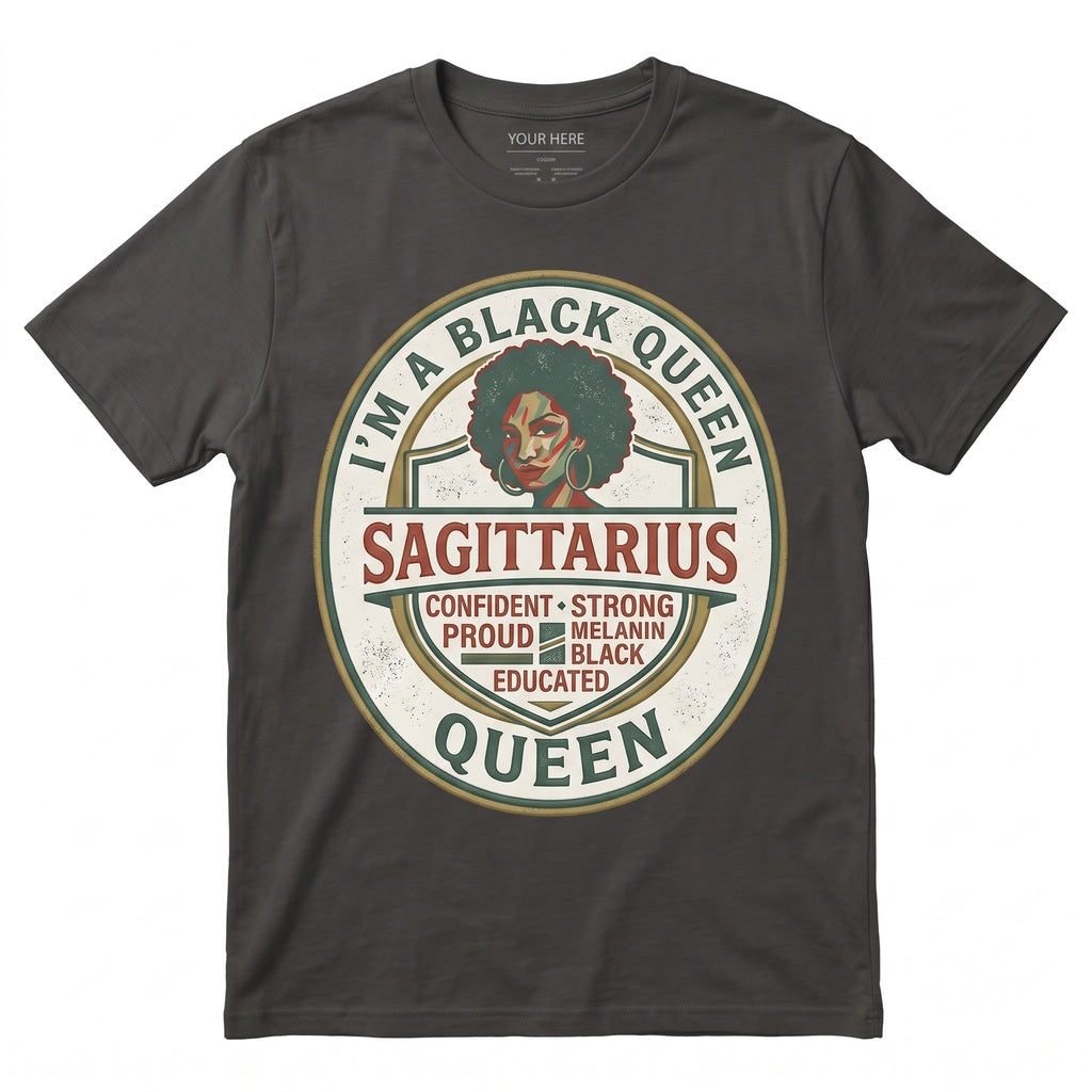 Sagittarius Afro Queen Horoscope Zodiac Sign November December Birthday Gift Traits Rules Facts Unisex TShirt