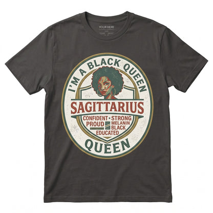 Sagittarius Afro Queen Horoscope Zodiac Sign November December Birthday Gift Traits Rules Facts Unisex TShirt