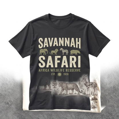 Vintage Safari African Wildlife Graphic Lion Elephant Giraffe Nature Lover Gift Unisex TShirt