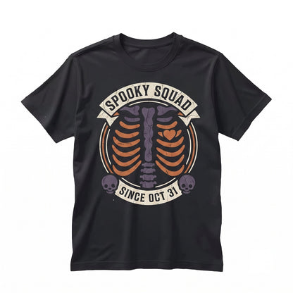 Skeleton Halloween Maternity Twin Pregnancy Announcement Spooky Fall Mom Costume Unisex TShirt